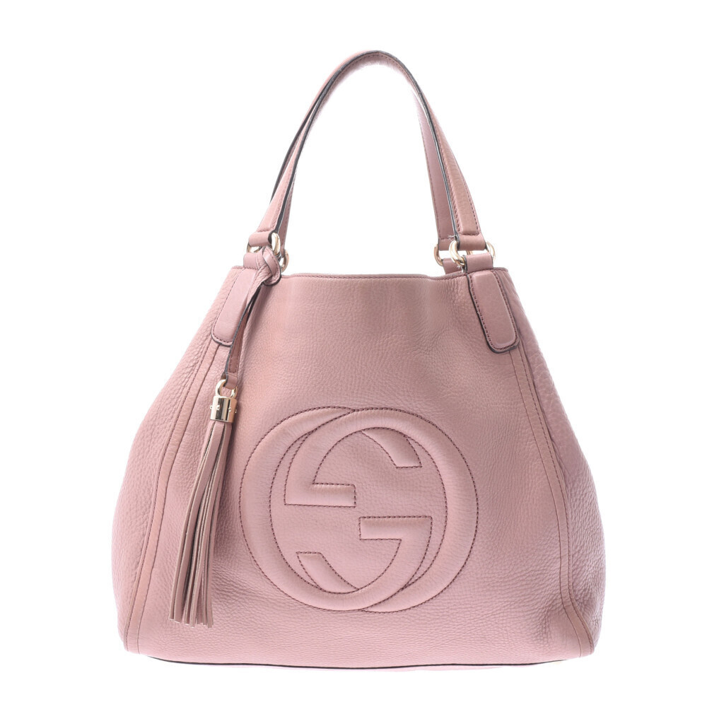 Gucci Pink Beige Calfskin Handbag Soho Bag Tote Tan - Picture 2 of 11